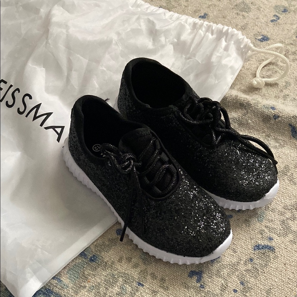 Weissman Black Sparkly Sneakers with White Sole, Dance Recital sneakers